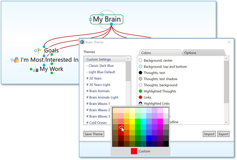 思维导图TheBrain基础实操教程——选择主题并自定义主题颜色