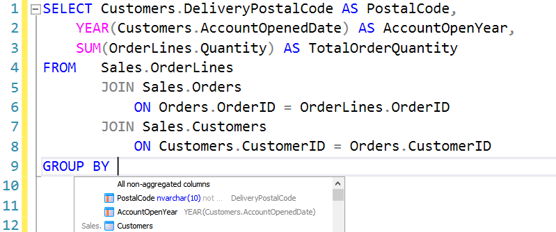 SQL语法提示工具SQL Prompt教程：自动填充GROUP BY子句