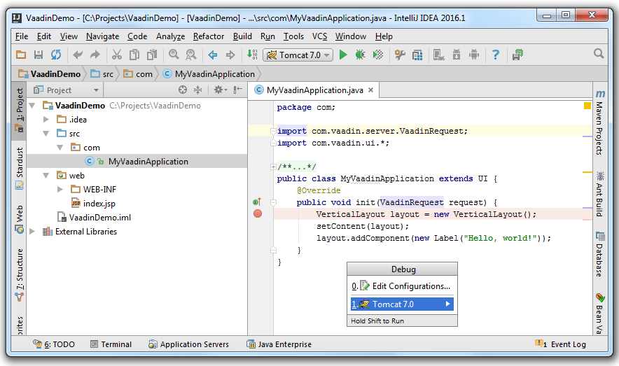 Java开发平台IntelliJ IDEA教程：Vaadin入门