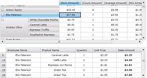 Silverlight Pivot Table Control - Drill Down & Drill Through Analysis