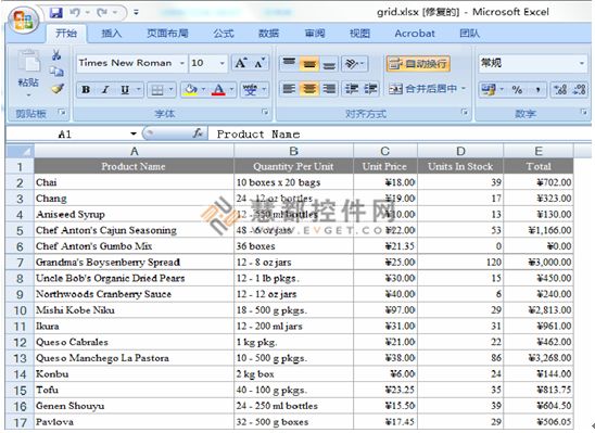 DevExpress2010,ASPxGridView ASPxTreeList ,更改列宽,导出Excel,